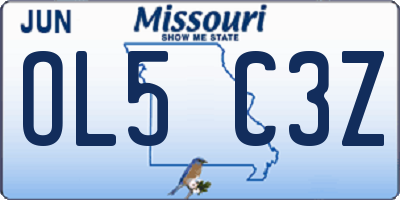 MO license plate OL5C3Z