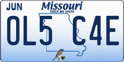 MO license plate OL5C4E