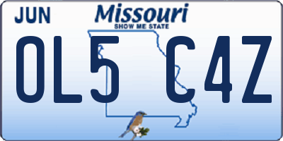 MO license plate OL5C4Z