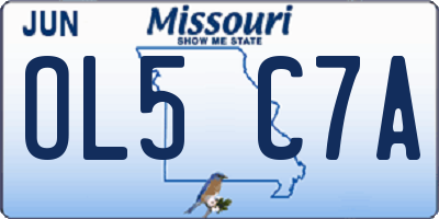 MO license plate OL5C7A