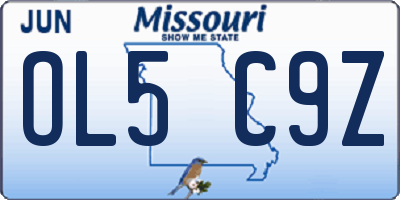 MO license plate OL5C9Z