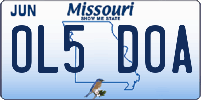 MO license plate OL5D0A