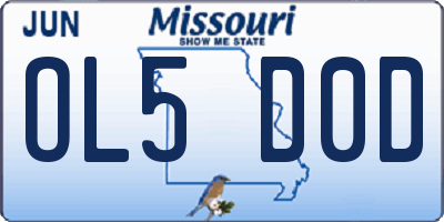 MO license plate OL5D0D