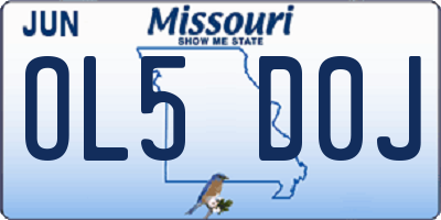 MO license plate OL5D0J
