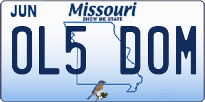 MO license plate OL5D0M