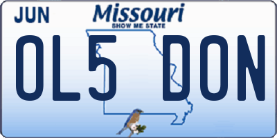 MO license plate OL5D0N