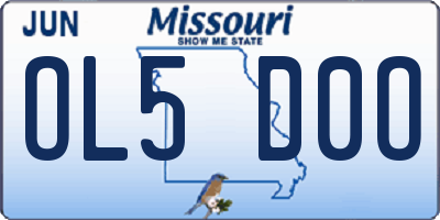 MO license plate OL5D0O