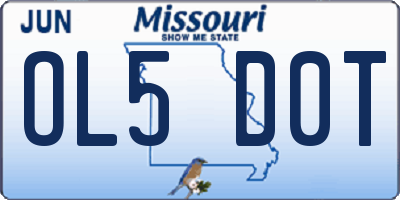 MO license plate OL5D0T