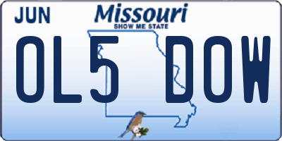 MO license plate OL5D0W