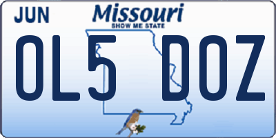 MO license plate OL5D0Z