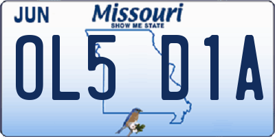 MO license plate OL5D1A