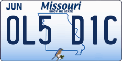 MO license plate OL5D1C