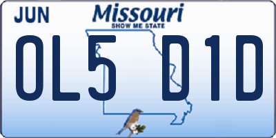MO license plate OL5D1D
