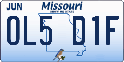 MO license plate OL5D1F