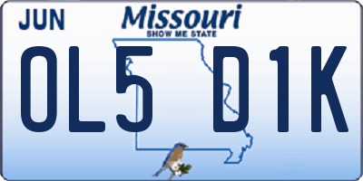 MO license plate OL5D1K