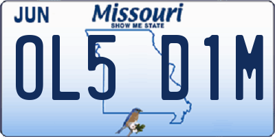 MO license plate OL5D1M