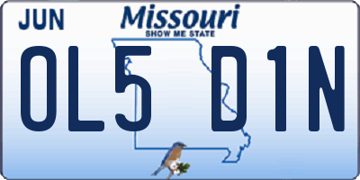 MO license plate OL5D1N