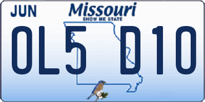 MO license plate OL5D1O