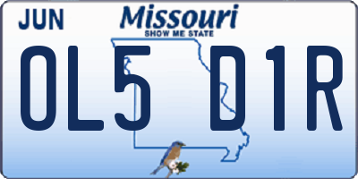 MO license plate OL5D1R