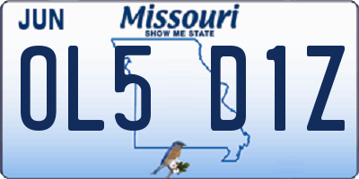 MO license plate OL5D1Z