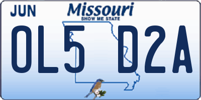 MO license plate OL5D2A
