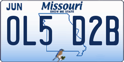 MO license plate OL5D2B