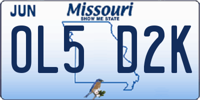 MO license plate OL5D2K