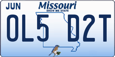 MO license plate OL5D2T