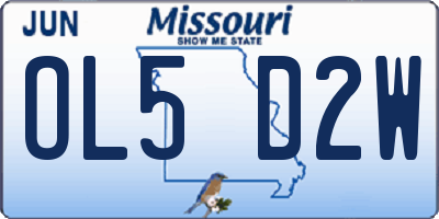 MO license plate OL5D2W