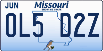 MO license plate OL5D2Z