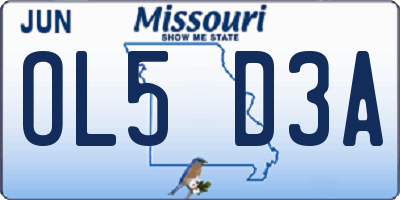 MO license plate OL5D3A