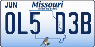MO license plate OL5D3B