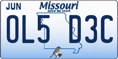 MO license plate OL5D3C