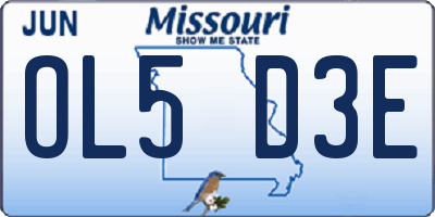 MO license plate OL5D3E