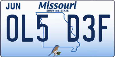 MO license plate OL5D3F