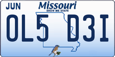 MO license plate OL5D3I