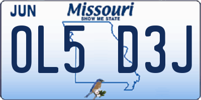 MO license plate OL5D3J