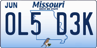 MO license plate OL5D3K