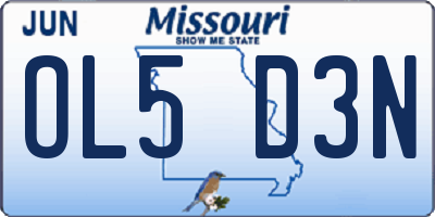 MO license plate OL5D3N