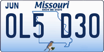 MO license plate OL5D3O