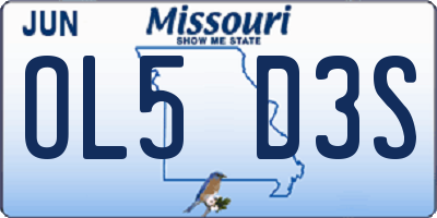 MO license plate OL5D3S
