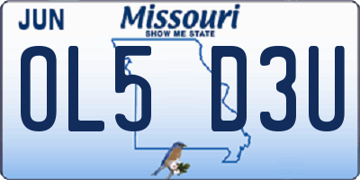 MO license plate OL5D3U
