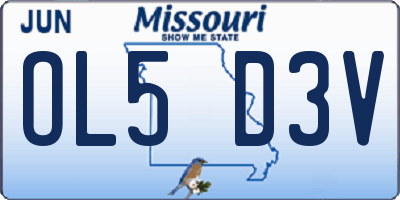 MO license plate OL5D3V