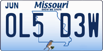 MO license plate OL5D3W