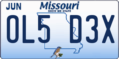MO license plate OL5D3X