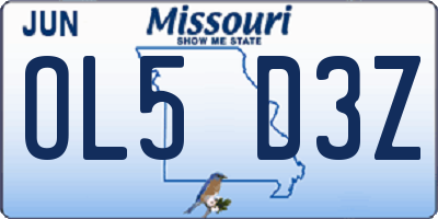 MO license plate OL5D3Z
