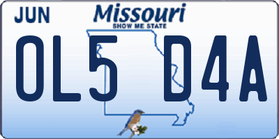 MO license plate OL5D4A