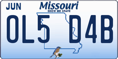 MO license plate OL5D4B