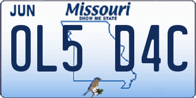 MO license plate OL5D4C