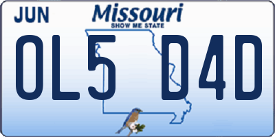 MO license plate OL5D4D